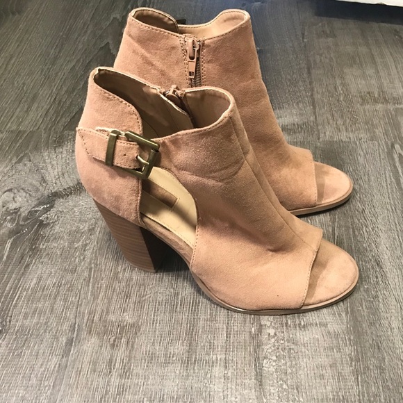 Beige Open Toe Booties - Picture 2 of 4